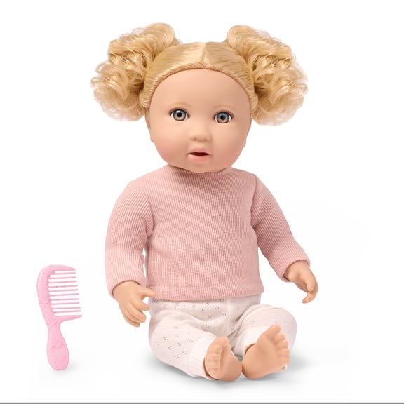 LullaBaby Baby Doll with Wavy Blonde Hair & Comb Blue Eyes & Fair Skin Tone