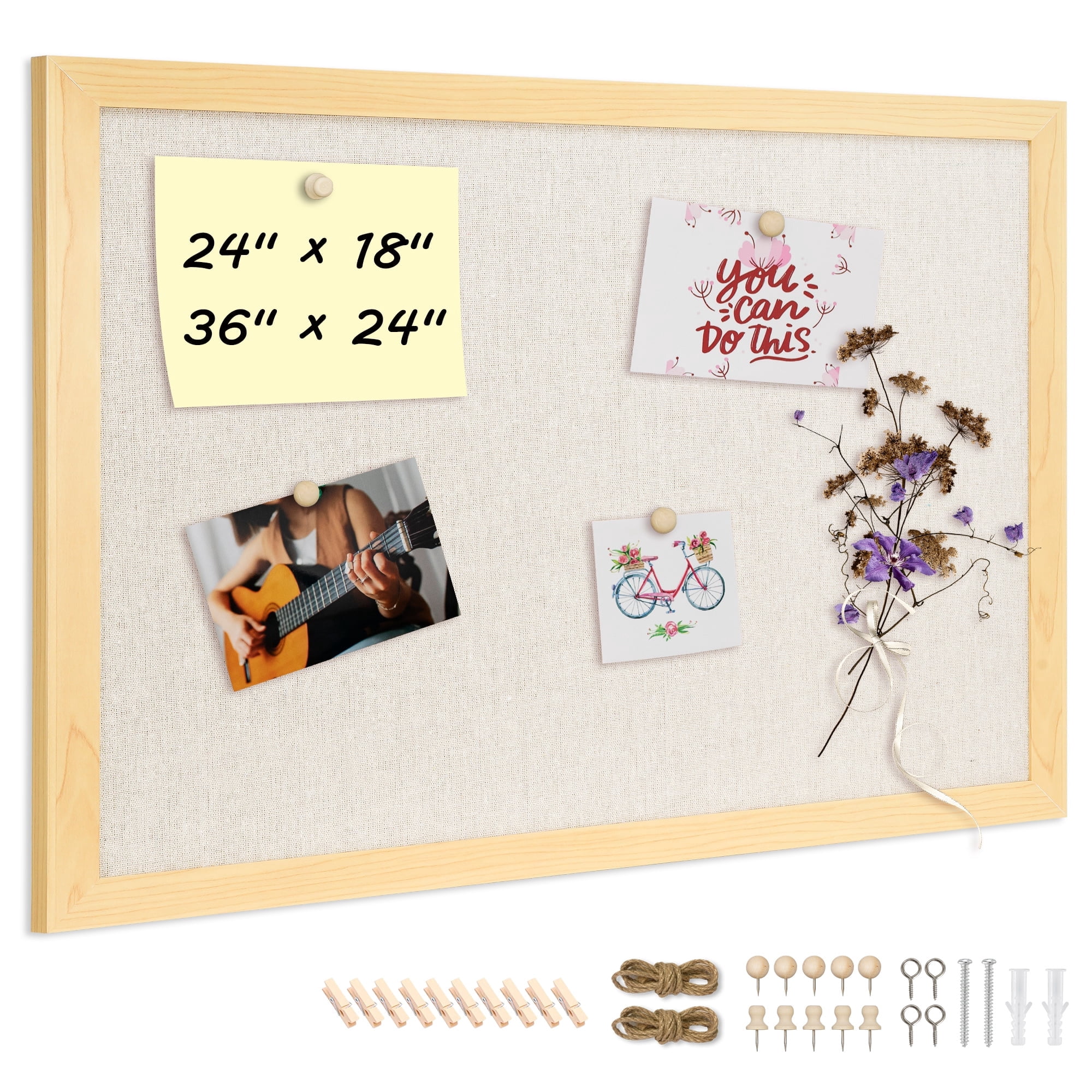 DOLLAR BOSS Bulletin Linen Board for Wall Bulletin Board 18"x 24" Double Sided Decorative Hanging Pin Board, Wood Frame Cork Board Light Bulletin Boards for Wall Decor for Home Kitchen Office