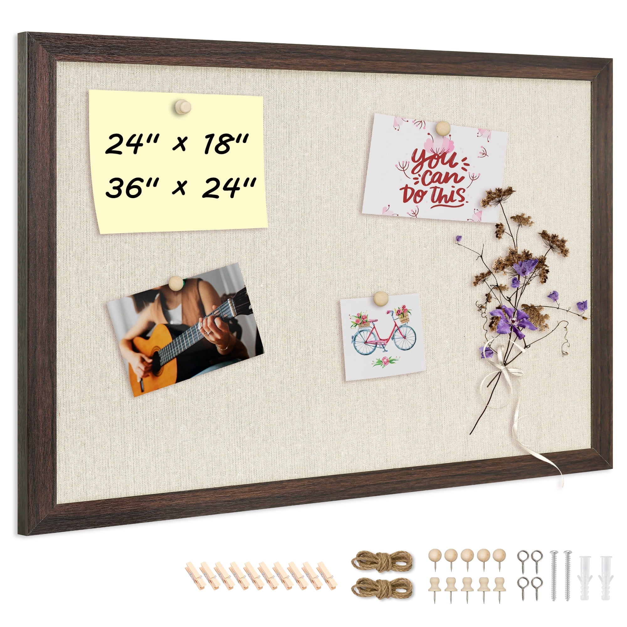 DOLLAR BOSS Double-sided Linen-Covered Pink Cork Bulletin Board, 24 "x 36" Large Poster Board Message Board for Wall Decor for Home Office, Wall Mounted Pin Board Picture Board, Black Wood Frame