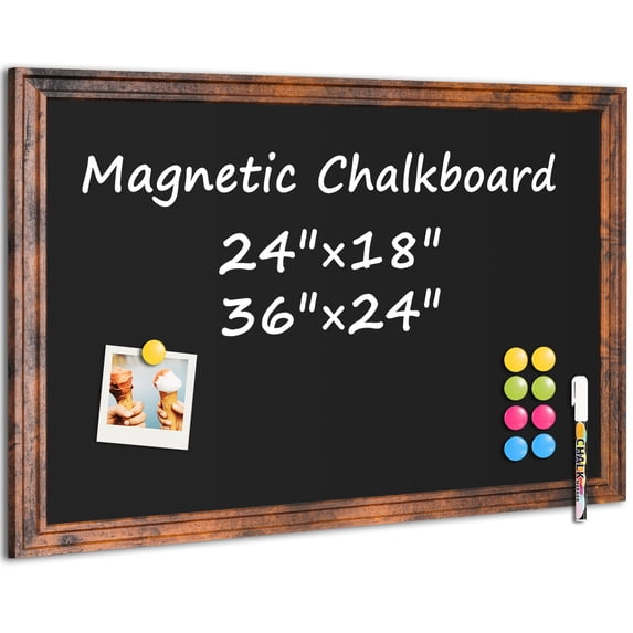 DOLLAR BOSS Magnetic Chalkboard 24"x18" Large Blackboard, Hanging Chalk Board for Wall Rustic Blackboard Hanging Chalkboards Sign Menu Board for Kitchen Decor Office, Home, School, Restaurant Menu