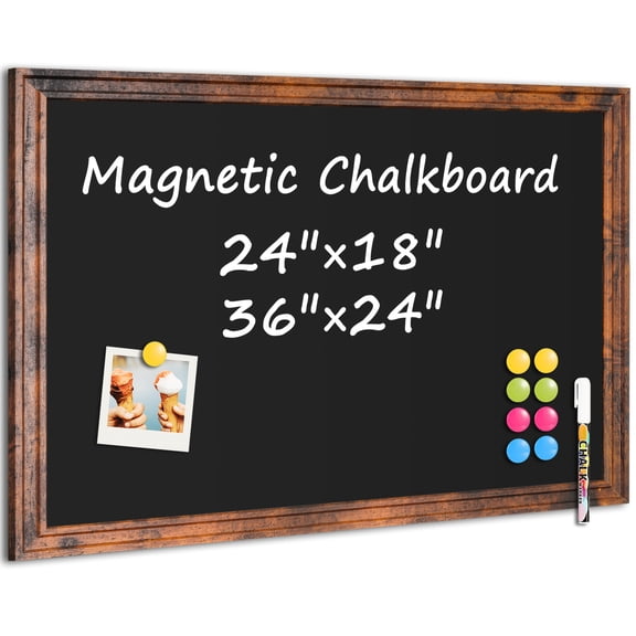 DOLLAR BOSS Magnetic Chalkboard 24"x18" Large Blackboard, Hanging Chalk Board for Wall Rustic Blackboard Hanging Chalkboards Sign Menu Board for Kitchen Decor Office, Home, School, Restaurant Menu
