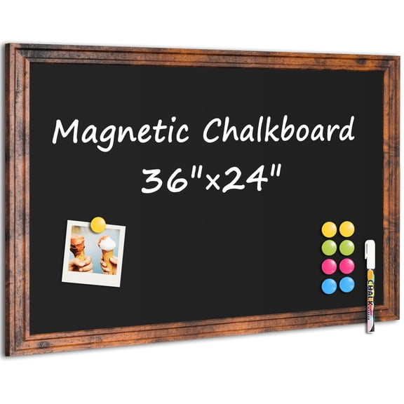 DOLLAR BOSS Magnetic Chalkboard 36"x24" Large Blackboard, Hanging Chalk Board for Wall Rustic Blackboard Hanging Chalkboards Sign Menu Board for Kitchen Decor Office, Home, School, Restaurant Menu