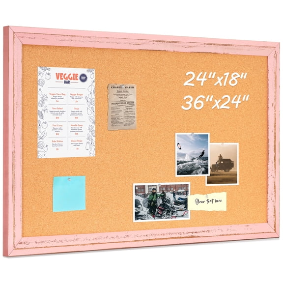 DOLLAR BOSS Poster Board Bulletin Board Pink Cork Board for Wall 24 X 18 Inches Message Project Board Decorative Hanging Pin Board for Office & Home Decor with 10 Pushpins