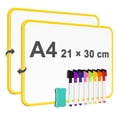 thumbnail image 1 of DOLLAR BOSS Writing Board Handheld Whiteboard 12"x8" Small White Board with 1 Erase 8 Markers Doublu-sided Dry Erase Lapboards Handheld Personal White Boards for Students Whiteboard Office, Yellow, 1 of 9