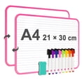 thumbnail image 1 of DOLLAR BOSS Writing Board Handheld Whiteboard 12"x8" Small White Board with 1 Erase 8 Markers Doublu-sided Dry Erase Lapboards Handheld Personal White Boards for Students Whiteboard Office, Pink, 1 of 9