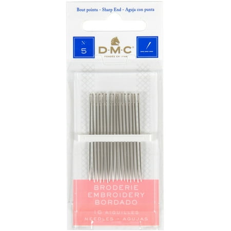 DMC Mouline Nickel Plated Steel 4.3" Embroidery Needles, Size 5, 15 Pack, 1765-5