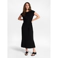 thumbnail image 1 of Time and Tru Women's and Women's Plus Side Tie Midi Dress with Dolman Sleeves, Sizes XS-4X, 1 of 5
