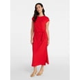 thumbnail image 1 of Time and Tru Women's and Women's Plus Side Tie Midi Dress with Dolman Sleeves, Sizes XS-4X, 1 of 5
