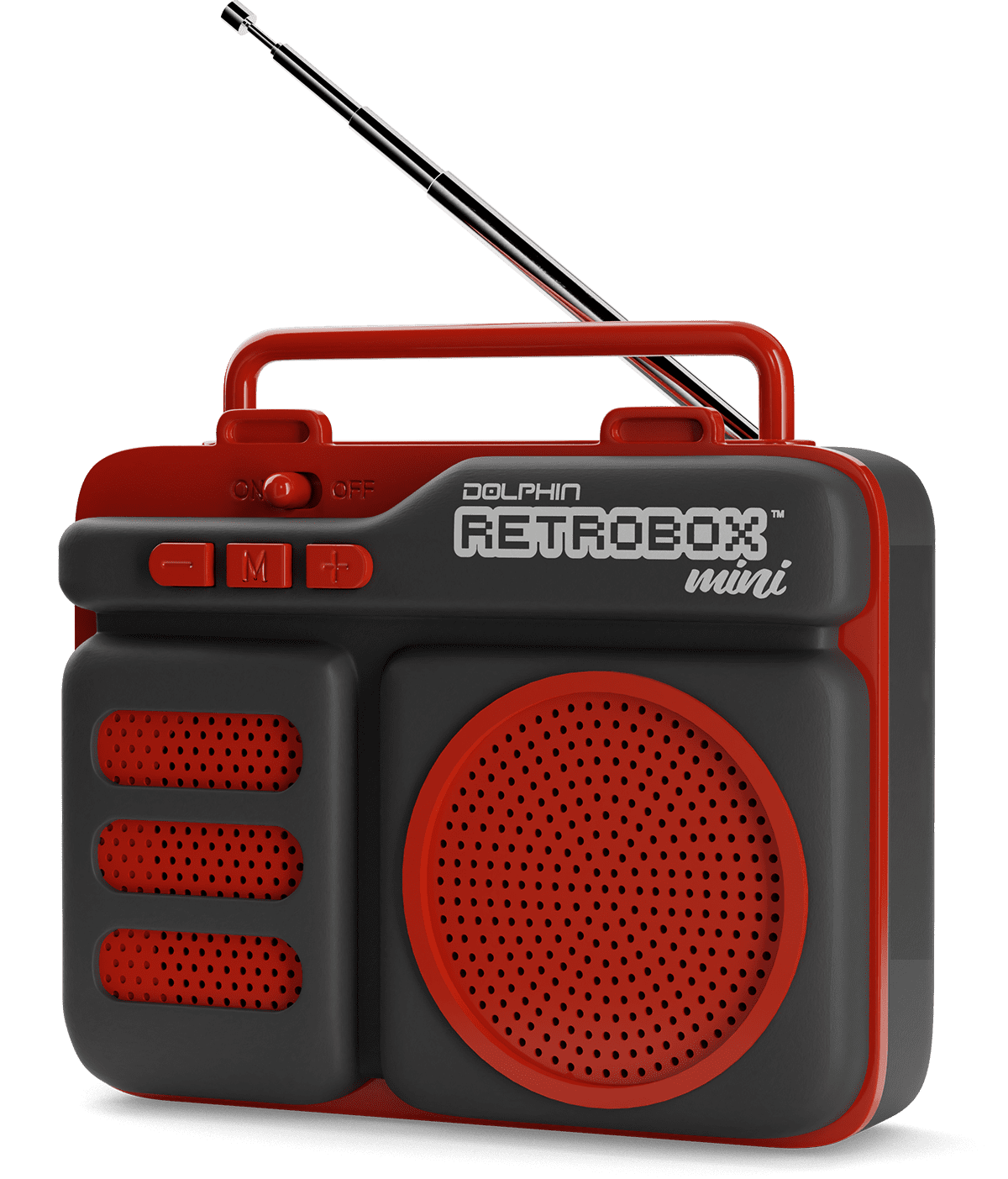 Dolphin Radio AM/FM portátil Bluetooth RETROBOX (rojo)