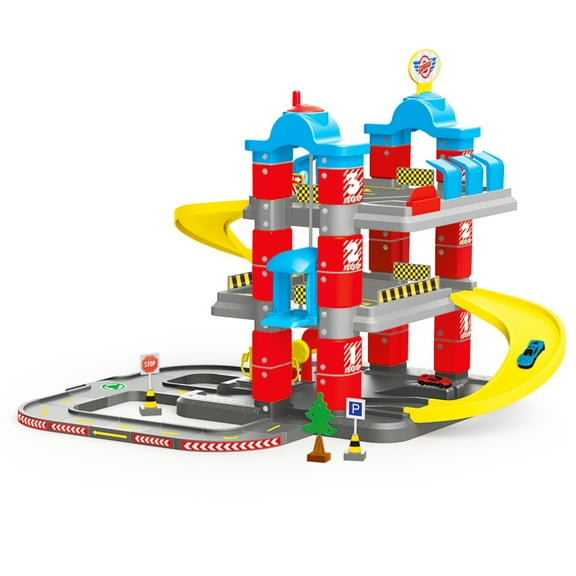 DOLU Full 3-Storey Car Park, Multi-level Toy Garage Playset for Kids and Toddlers Ages 3+
