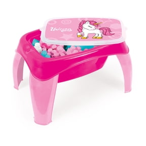 DOLU Unicorn Kids Activity Play Table - 30 Jumbo Building Blocks with Storage - 30 Pieces
