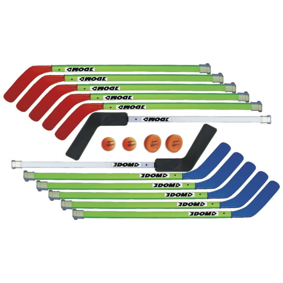 DOM Junior Hockey Set, Includes 10 Sticks, 2 Goalie Sticks, 2 SuperPucks and 2 DOM-83 Balls, 36 Inches