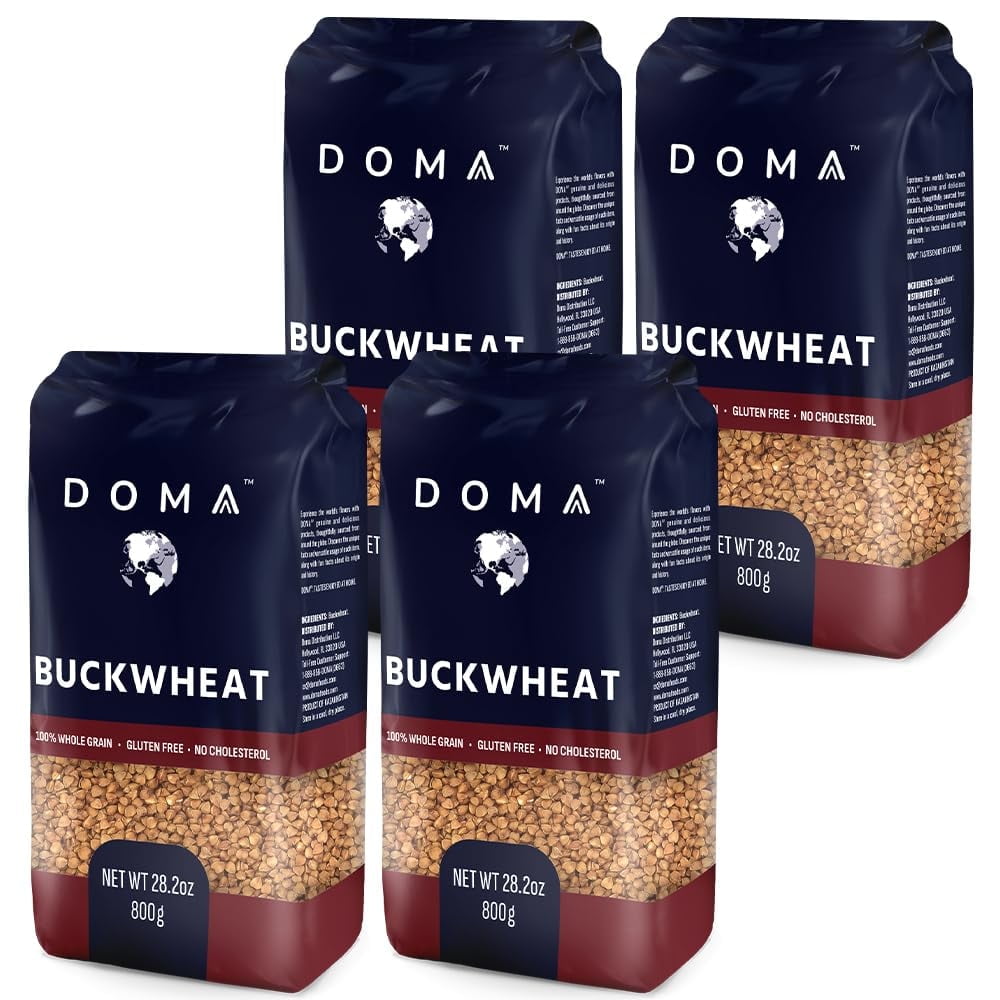 DOMA Toasted Buckwheat Groats 7lb (4×1.76lb, 72 Servings) Gluten-Free, Premium Whole Grain For Porridge, Kasha, Side Dishes, Milling Into Flour, 5g Protein/Serving, Non-GMO