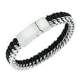 thumbnail image 1 of DOMAIN LONDON Men's Contemporary Leather And Chain Bracelet In Stainless Steel, 1 of 3