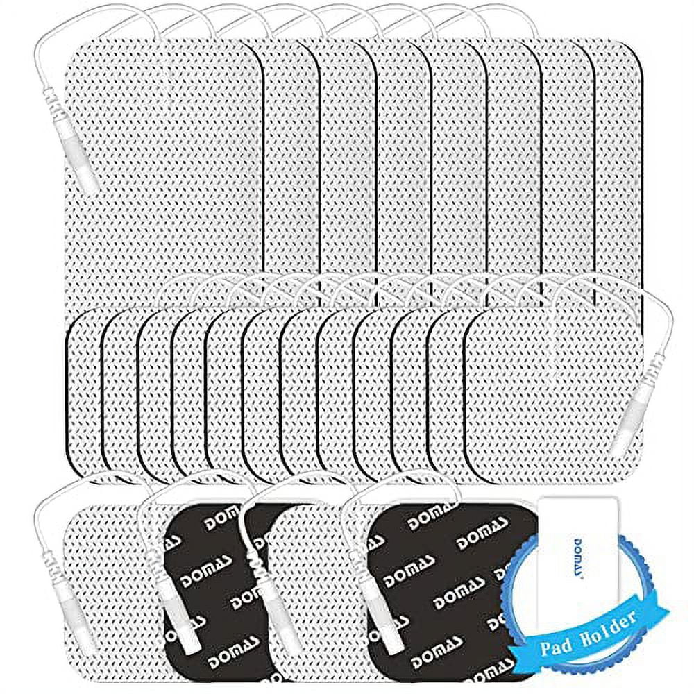 DOMAS TENS Unit Replacement Pads, 24 PCS Reusable Set, Thickened Self- Adhesive Electrode Pads for EMS Muscle Stimulator Massager (8 Pieces of 2x4  Inches and 16 Pieces of 2x2 Inches) 