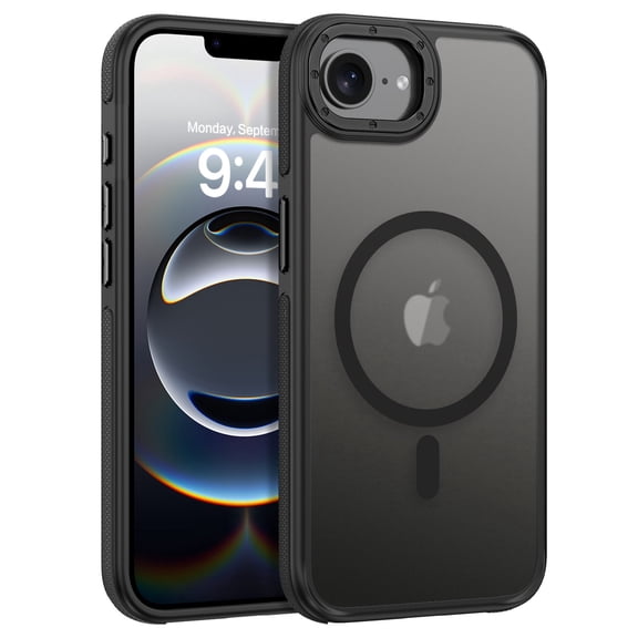 DOMAVER Case for iPhone 16e (2025) / iPhone 17e (2026) 6.1" Compatible with Mag-safe Matte Shockproof Anti-Scratch Protective Cover Magnetic Case Black