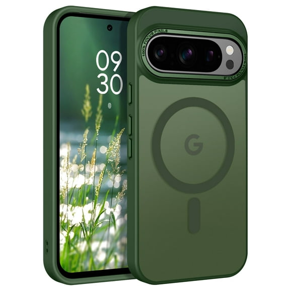 DOMAVER Google Pixel 10 Pro XL Case 6.8", Magnetic MagSafe Compatible, Slim Shockproof Protective Cover, Translucent Matte, Green
