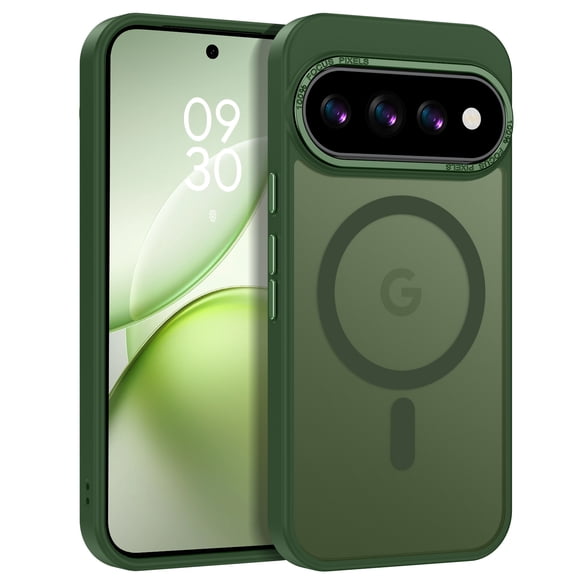 DOMAVER Google Pixel 11 Case / Google Pixel 11 Pro Case 6.3", Magnetic MagSafe Compatible, Slim Shockproof Protective Cover, Translucent Matte, Green