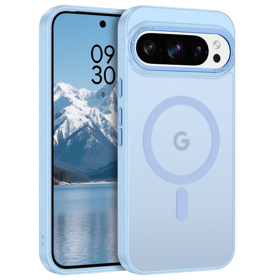 DOMAVER Google Pixel 10 Case / Google Pixel 10 Pro Case 6.3", Magnetic MagSafe Compatible, Slim Shockproof Protective Cover, Translucent Matte, Blue