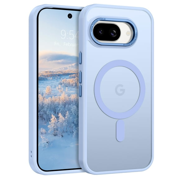 DOMAVER Google Pixel 9a Case 6.3", Magnetic MagSafe Compatible, Slim Shockproof Protective Cover, Translucent Matte, Blue