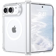 DOMAVER Magnetic Clear Case for iPhone Duo with Hinge Protection & Shockproof Slim Hard PC Bumper Cover, MagSafe Compatible