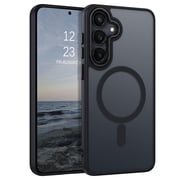 DOMAVER Magnetic Samsung Galaxy S25 FE Case (6.7") - Slim Fit Matte Translucent Cover | MagSafe Compatible | Shockproof Anti-Yellowing | Black