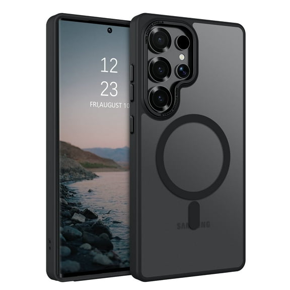 DOMAVER Samsung Galaxy S25 Ultra Case 6.9 Inch, MagSafe Compatible Matte Translucent Cover, Slim Shockproof Protective - Black