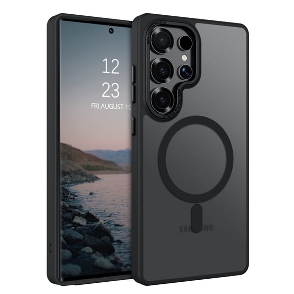 DOMAVER Samsung Galaxy S25 Ultra Case 6.9 Inch, MagSafe Compatible Matte Translucent Cover, Slim Shockproof Protective - Black