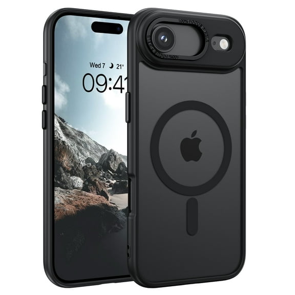 DOMAVER Magnetic iPhone Air Case (6.5") - Slim Fit Matte Translucent Cover | MagSafe Compatible | Shockproof Anti-Yellowing | Black