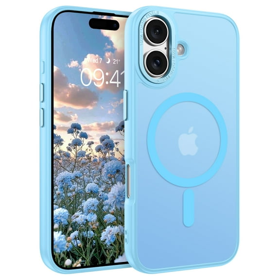 DOMAVER Magnetic iPhone 17 Case (6.3") - Slim Fit Matte Translucent Cover | Mag-Safe Compatible | Shockproof Anti-Yellowing | Light Blue