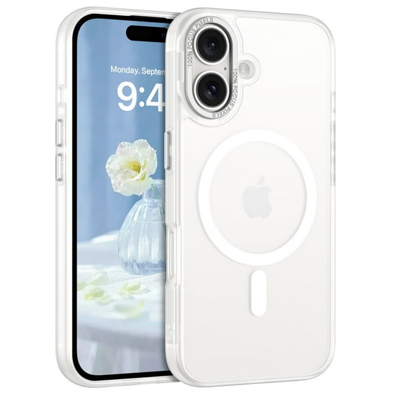 DOMAVER Magnetic iPhone 17 Case (6.3") - Slim Fit Matte Translucent Cover | Mag-Safe Compatible | Shockproof Anti-Yellowing | White