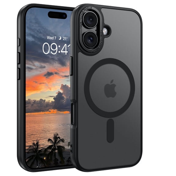 DOMAVER Magnetic iPhone 17 Case (6.3") - Slim Fit Matte Translucent Cover | MagSafe Compatible | Shockproof Anti-Yellowing | Black