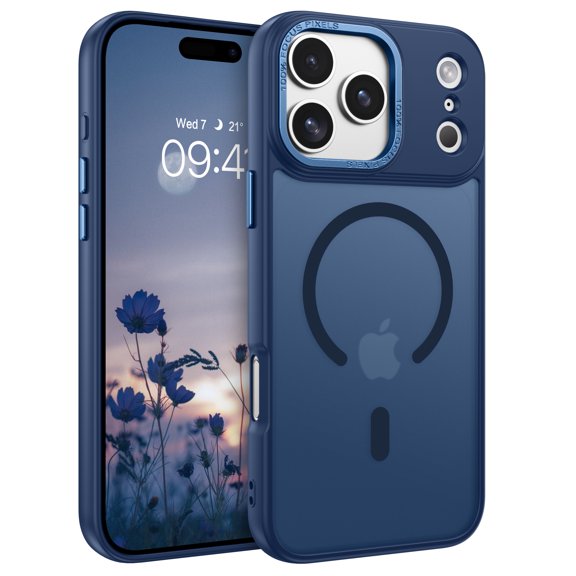 DOMAVER Magnetic iPhone 17 Pro Case (6.3") - Slim Fit Matte Translucent Cover | MagSafe Compatible | Shockproof Anti-Yellowing | Blue