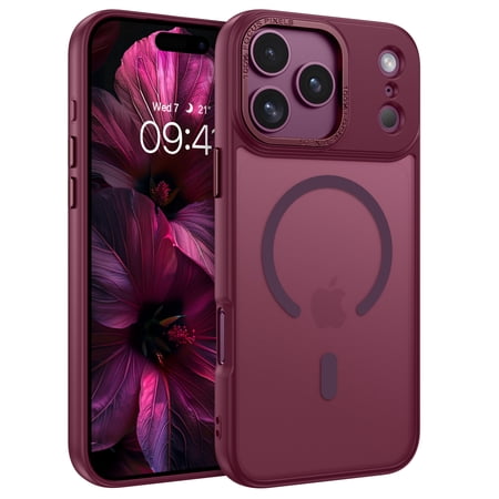 DOMAVER Magnetic for iPhone 18 Pro Max Case / iPhone 17 Pro Max Case 6.9" - Slim Fit Matte Translucent Cover | MagSafe Compatible | Shockproof Anti-Yellowing | Dark Cherry