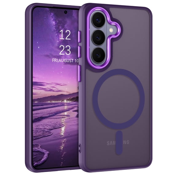 DOMAVER Samsung Galaxy S26 Case 6.3 Inch, MagSafe Compatible Matte Translucent Cover, Slim Shockproof Protective - Purple