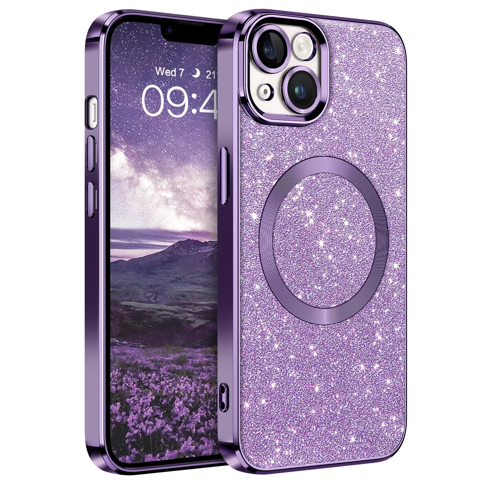 DOMAVER Cover Per IPhone SE 2020/7/8 Con Glitter Sfumato - Custodia Con Anello 360° E Supporto, Resistente Agli Urti, Colore Rosa