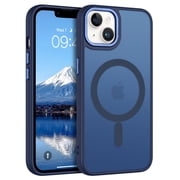 DOMAVER iPhone 15 Plus Case / iPhone 14 Plus Case 6.7 Inch with MagSafe, Slim Matte Protective Cover - Shockproof Translucent Deep Blue Phone Case