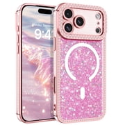 DOMAVER Magnetic Glitter Case for iPhone 18 Pro Max Case / iPhone 17 Pro Max Case 6.9", MagSafe Compatible, Crystals and Camera Protector, Sparkly Protective Co