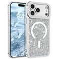 thumbnail image 1 of DOMAVER iPhone 17 Pro Max Case 6.9" , Magnetic Clear Glitter Cover, Mag-Safe Compatible, Crystals and Camera Protector, Sparkly Protective Case for iPhone 17 Pro Max, Silver, 1 of 9