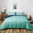 thumbnail image 1 of DOMDEC Goose Down Alternative Comforter Set - 2 Piece Set - All Seasons - Twin/Twin XL, Green and Blue, 1 of 3