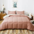 thumbnail image 1 of DOMDEC Goose Down Alternative Comforter Set - 3 Piece Set - All Seasons - King Size, Rose Pink and Beige, 1 of 3