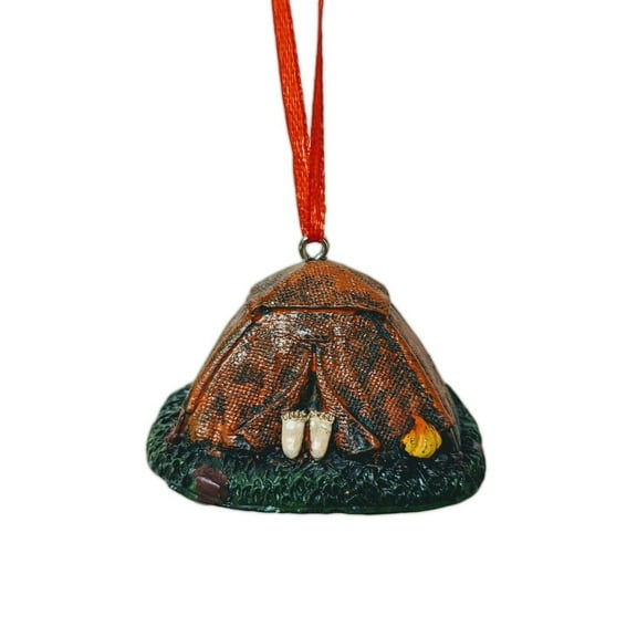 DOME TENT Camping with Feet Sticking Out Christmas Ornament, by Wilcor