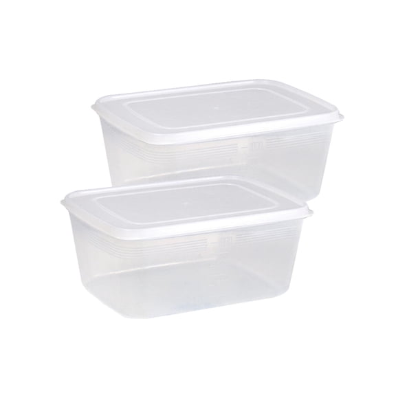 DOMELAY 2 Pieces Refrigerator Food Storage Containers Fridge Produce Saver Portable Stackable for Pantry Fridge Household Pizza Crust 2000ml