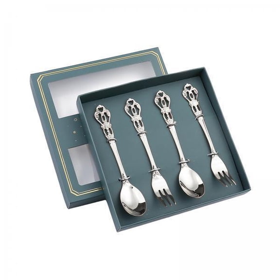 DOMELAY 3x4 Pieces Coffee Spoon Western Food Fork Cutlery for Sugar Coffee House Argent 3 Pcs