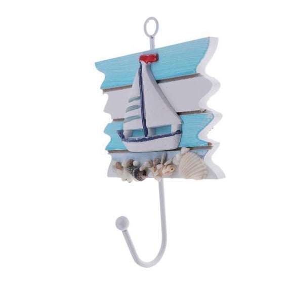 DOMELAY 3xDecorative Nautical Seaside Wood&Metal Mounted Hanger Coat Hooks Wall Rack#1 3 Pcs