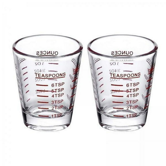 DOMELAY 4x2Pcs Coffee Measuring Cup Mini Measuring Cups Clear for Party Home Bar