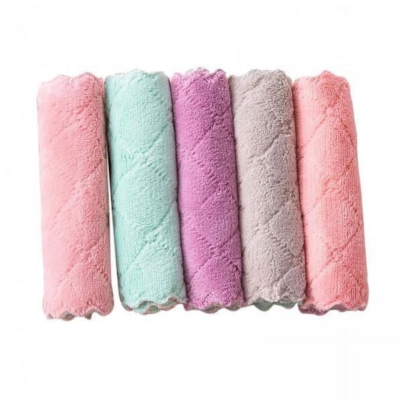 DOMELAY 6xSoft Velvet Kitchen Towels 9.8x9.8inch Water Absorption Fast Drying 5Pcs