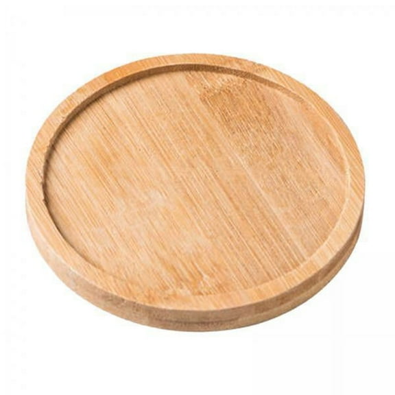 DOMELAY 6xWooden Bathroom Tray Vanity Plate Soap Dispenser Tray Soap Holder for Home Round