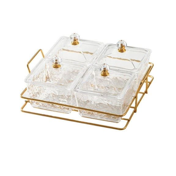 DOMELAY Appetizer Serving Tray with Lids and Rack Cookies Jar Food Storage Container for Clear