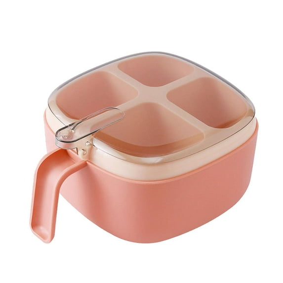 DOMELAY Condiment Bottle 4 Compartments Seasoning Box for Buffets Pepper Restaurants Pink